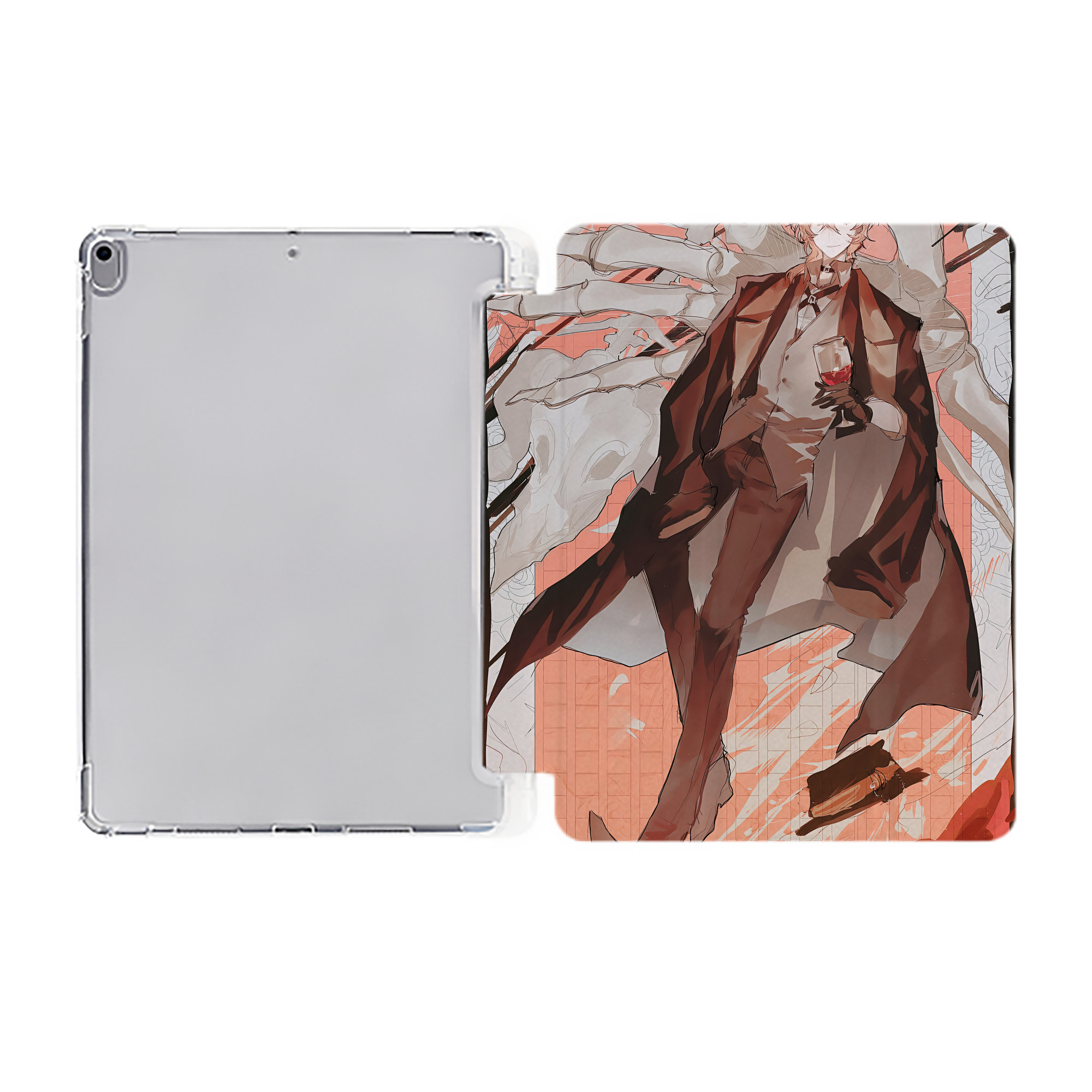 （画像用） 文豪ストレイドッグス Bungo Stray Dogs IPad ケース ペン収納付き 三つ折りスタンド PUレザー×シリコン 対応機種9.5/10.5/10.9インチ